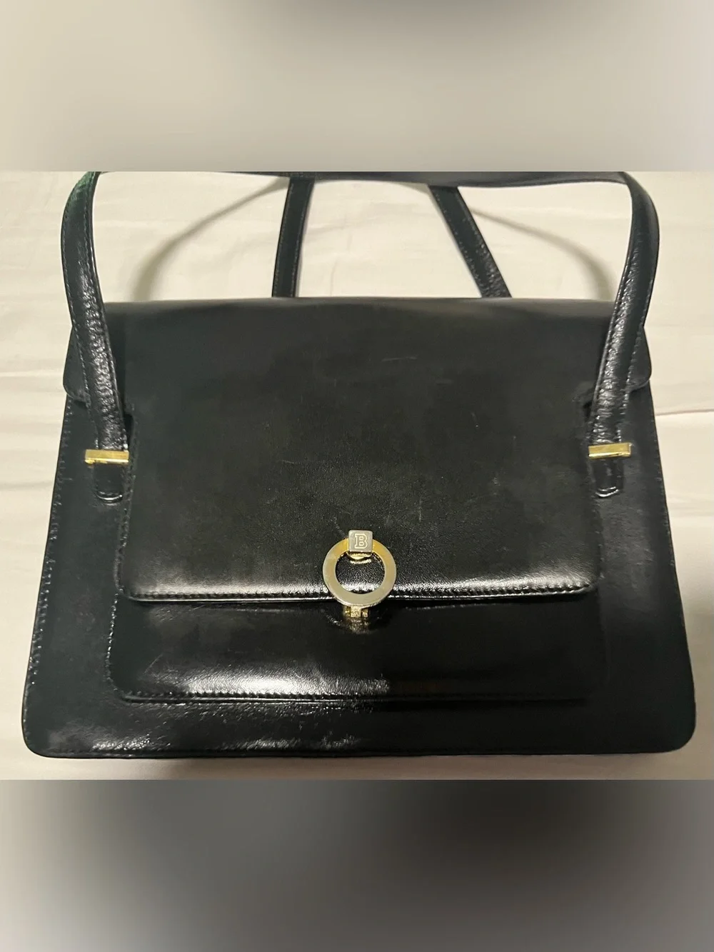 Bally Black Leather Women's Shoulder Bag with Gold Accent